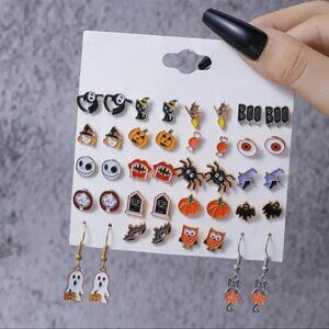 Halloween Novelty Stud Earrings Fall Autumn Multi Pumpkin Owl 20 Pairs